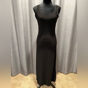 Black stretchy, maxi length dress; size small
